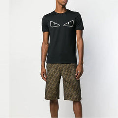 Kaos Pendek FENDI dengan Motif Gambar/Cetak, Cocok untuk Pria dan WanitaF-50