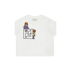 Kaos Pendek FENDI dengan Motif Gambar/Cetak, Cocok untuk Pria dan WanitaF-32